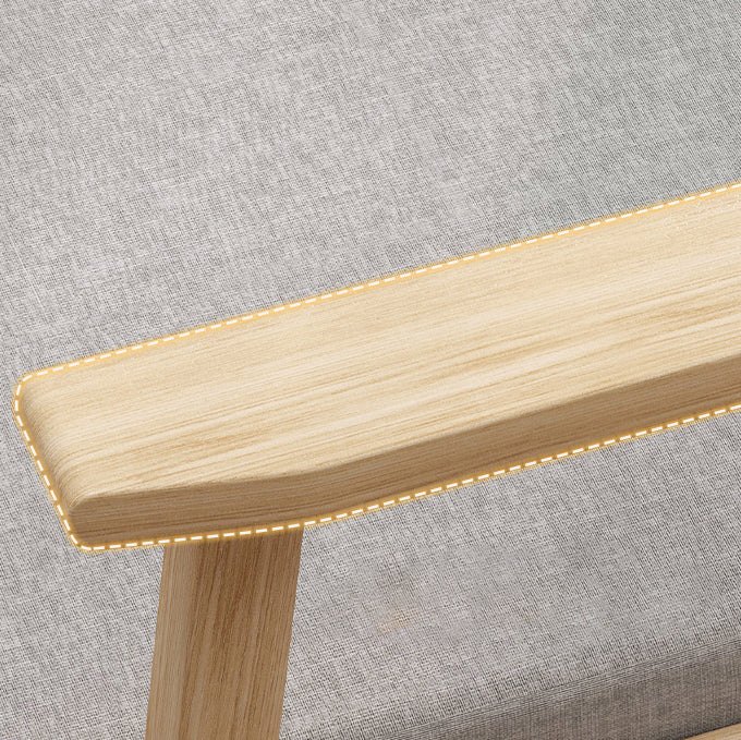 Minimalist Wood Cotton Dining Chair with Armrest