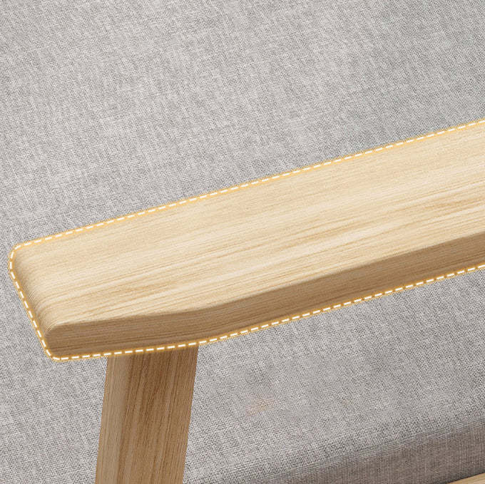 Minimalist Wood Cotton Dining Chair with Armrest