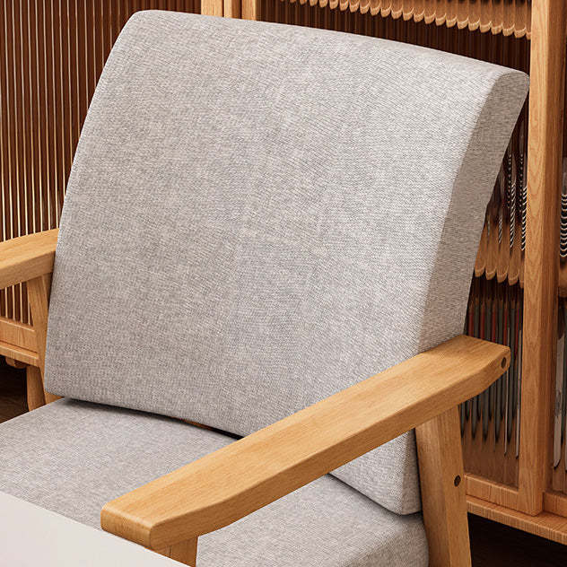 Minimalist Wood Cotton Dining Chair with Armrest
