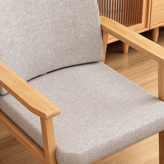 Minimalist Wood Cotton Dining Chair with Armrest