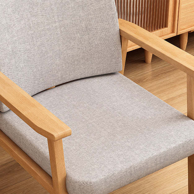 Minimalist Wood Cotton Dining Chair with Armrest