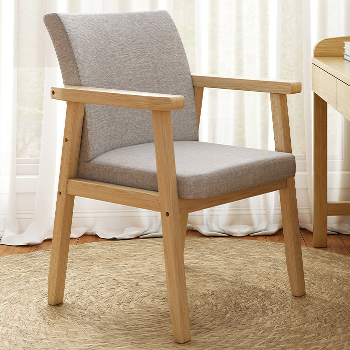 Minimalist Wood Cotton Dining Chair with Armrest