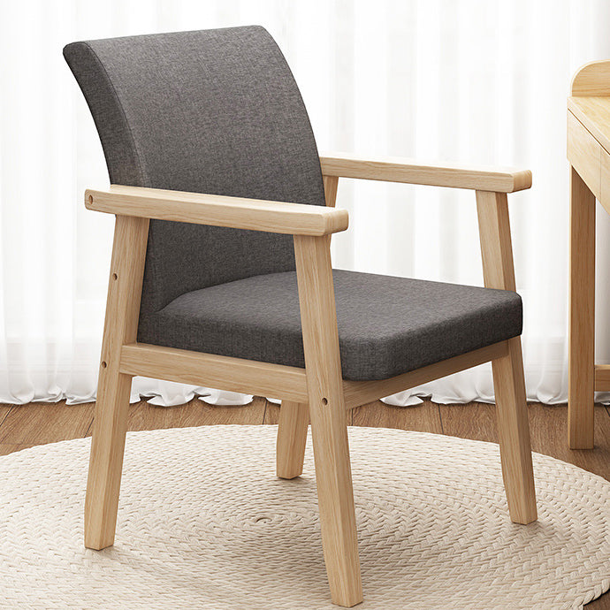 Minimalist Wood Cotton Dining Chair with Armrest