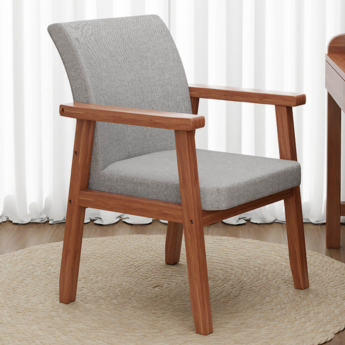 Minimalist Wood Cotton Dining Chair with Armrest