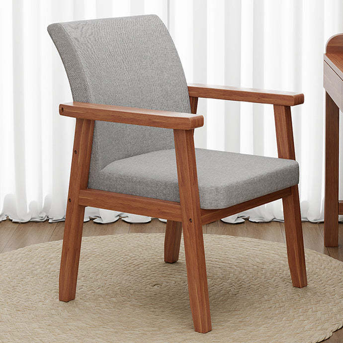 Minimalist Wood Cotton Dining Chair with Armrest