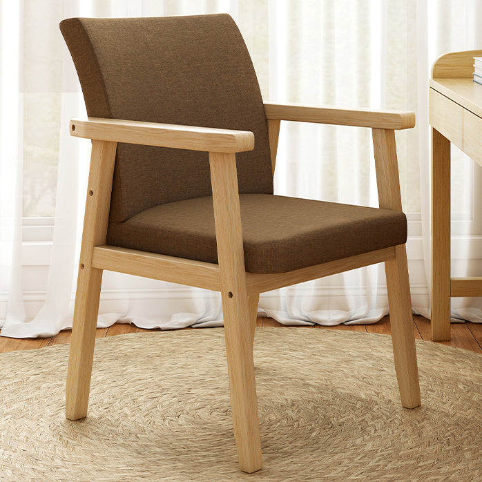 Minimalist Wood Cotton Dining Chair with Armrest