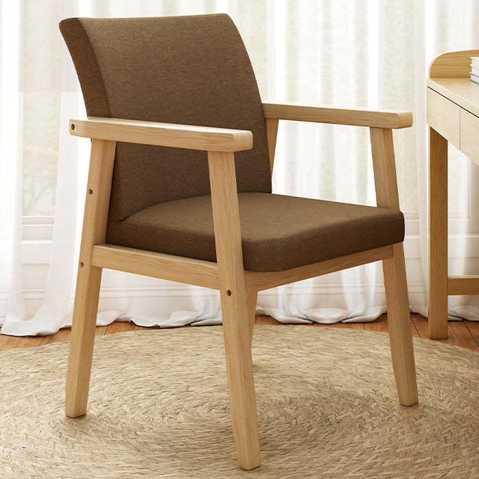 Minimalist Wood Cotton Dining Chair with Armrest