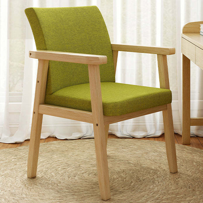 Minimalist Wood Cotton Dining Chair with Armrest