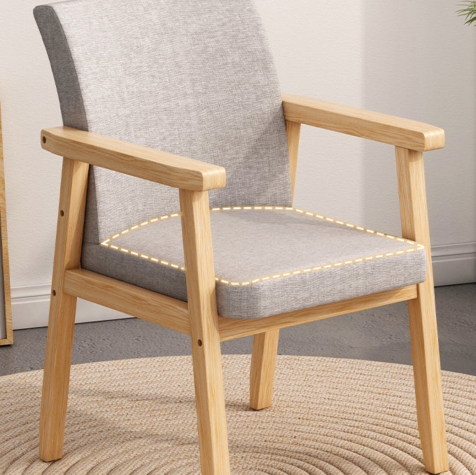 Minimalist Wood Cotton Dining Chair with Armrest