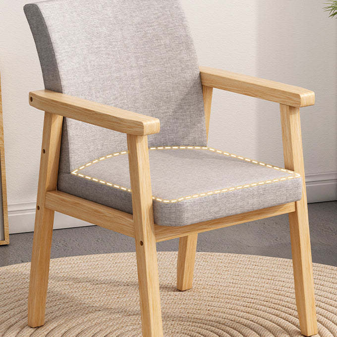 Minimalist Wood Cotton Dining Chair with Armrest