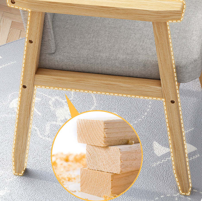 Minimalist Wood Cotton Dining Chair with Armrest