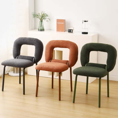 Minimalist Doughnut Lambswool Steel Vanity Stool — White