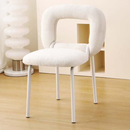 Minimalist Doughnut Lambswool Steel Vanity Stool — Gray