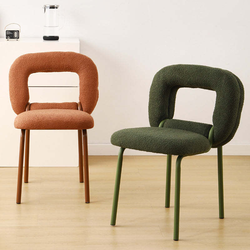 Minimalist Doughnut Lambswool Steel Vanity Stool — Orange