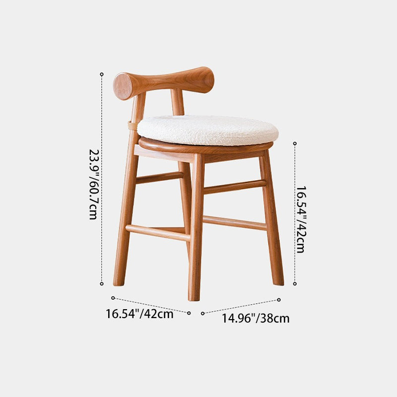 Scandinavian Wood Lambswool Vanity Stool