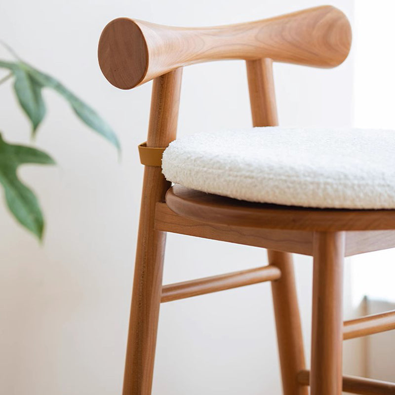 Scandinavian Wood Lambswool Vanity Stool