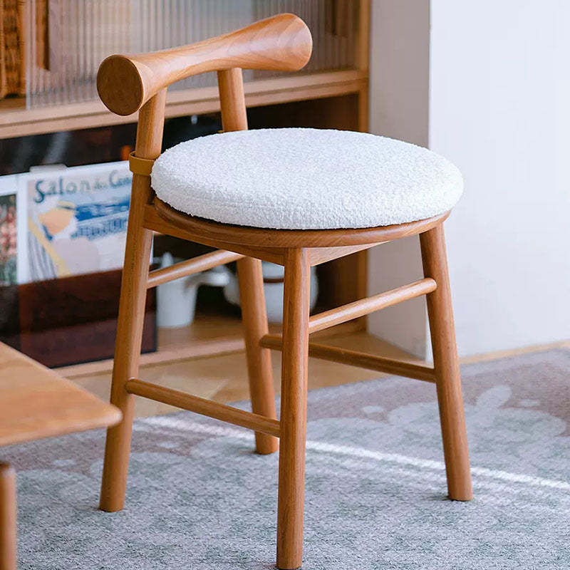 Scandinavian Wood Lambswool Vanity Stool