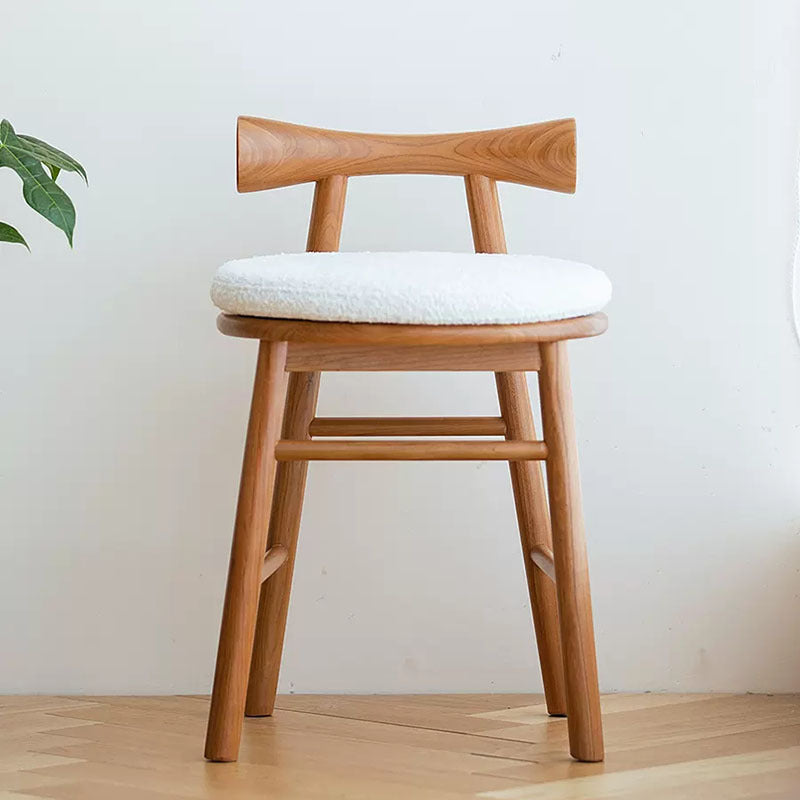Scandinavian Wood Lambswool Vanity Stool