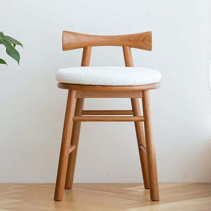 Scandinavian Wood Lambswool Vanity Stool