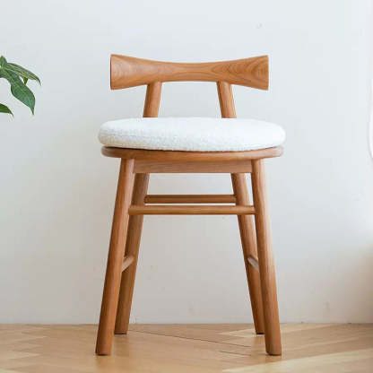 Scandinavian Wood Lambswool Vanity Stool