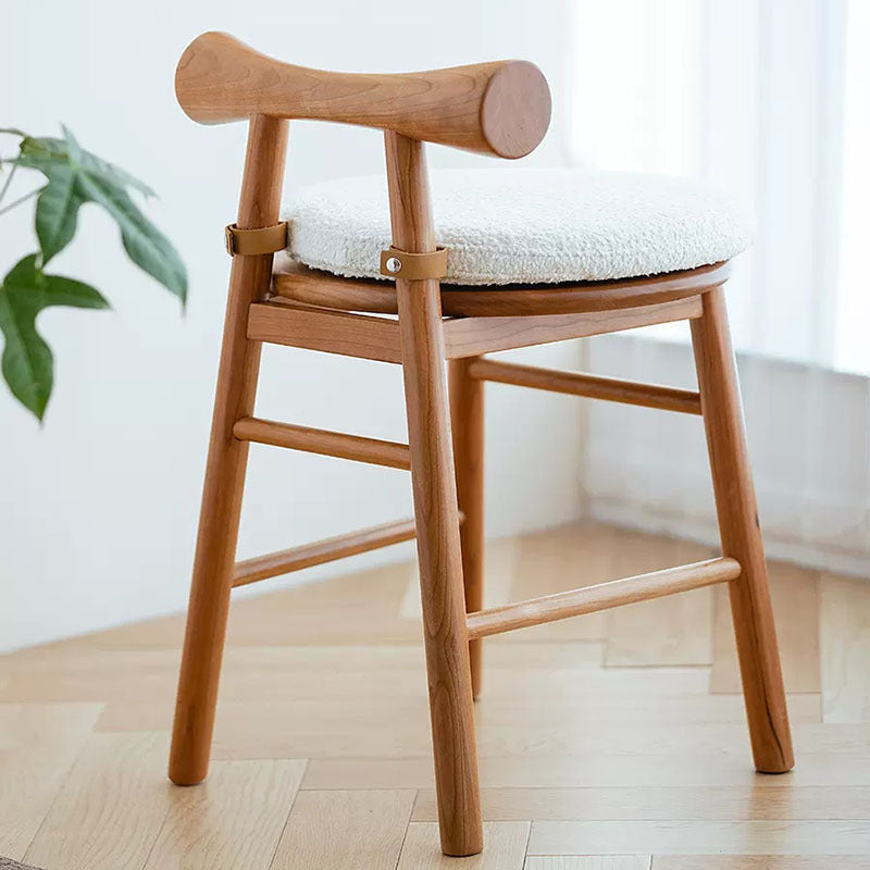 Scandinavian Wood Lambswool Vanity Stool