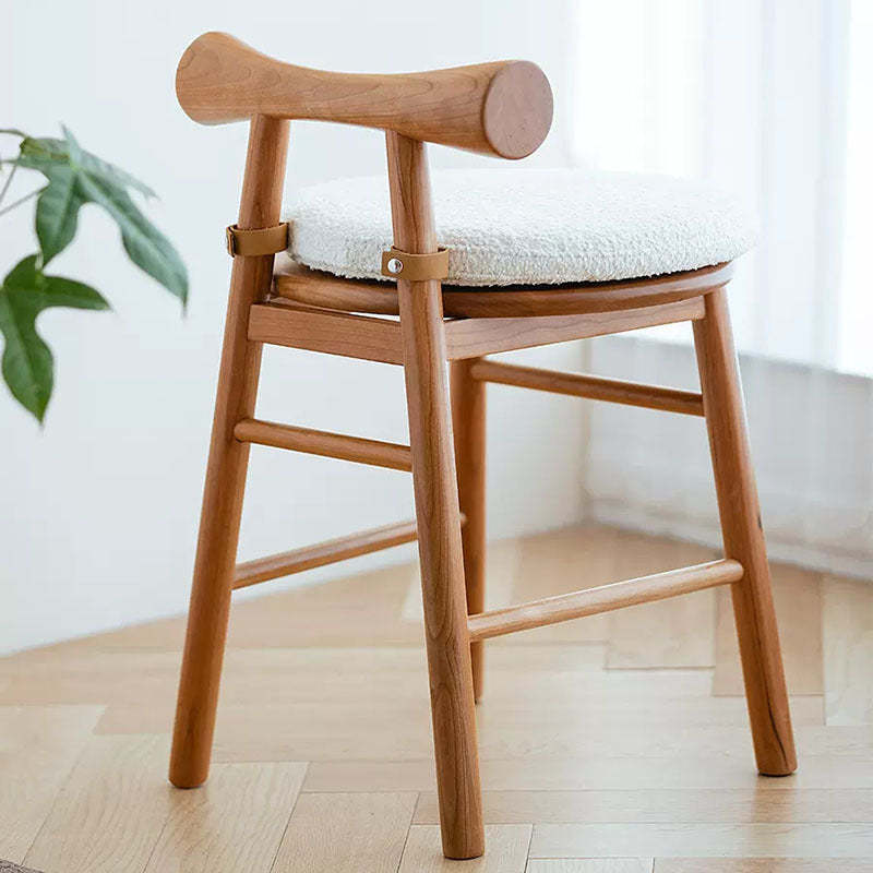 Scandinavian Wood Lambswool Vanity Stool