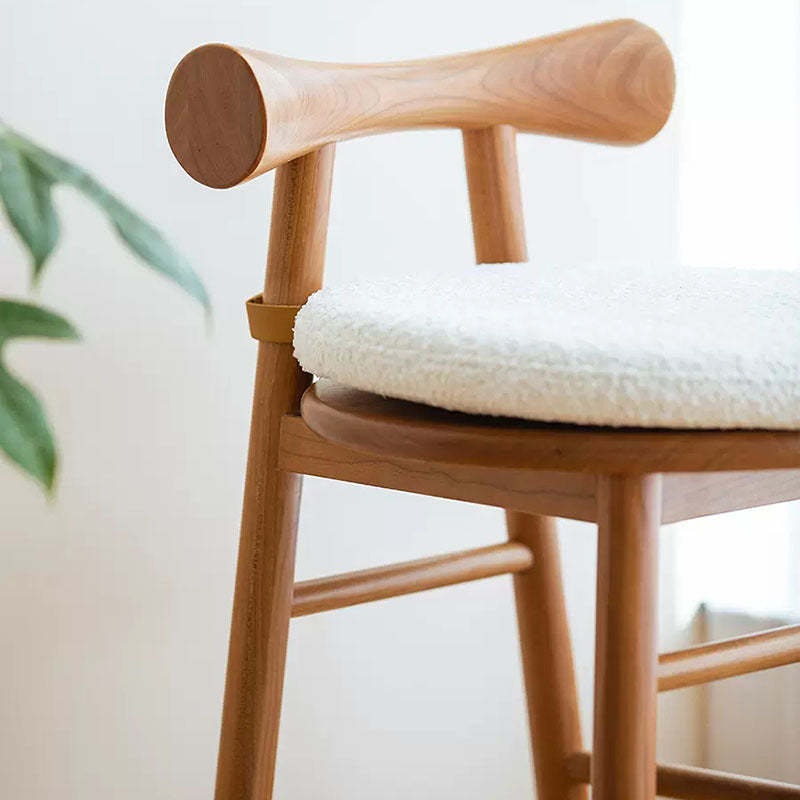 Scandinavian Wood Lambswool Vanity Stool