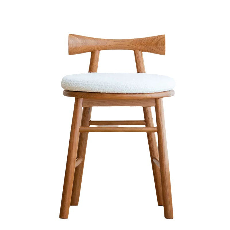 Scandinavian Wood Lambswool Vanity Stool