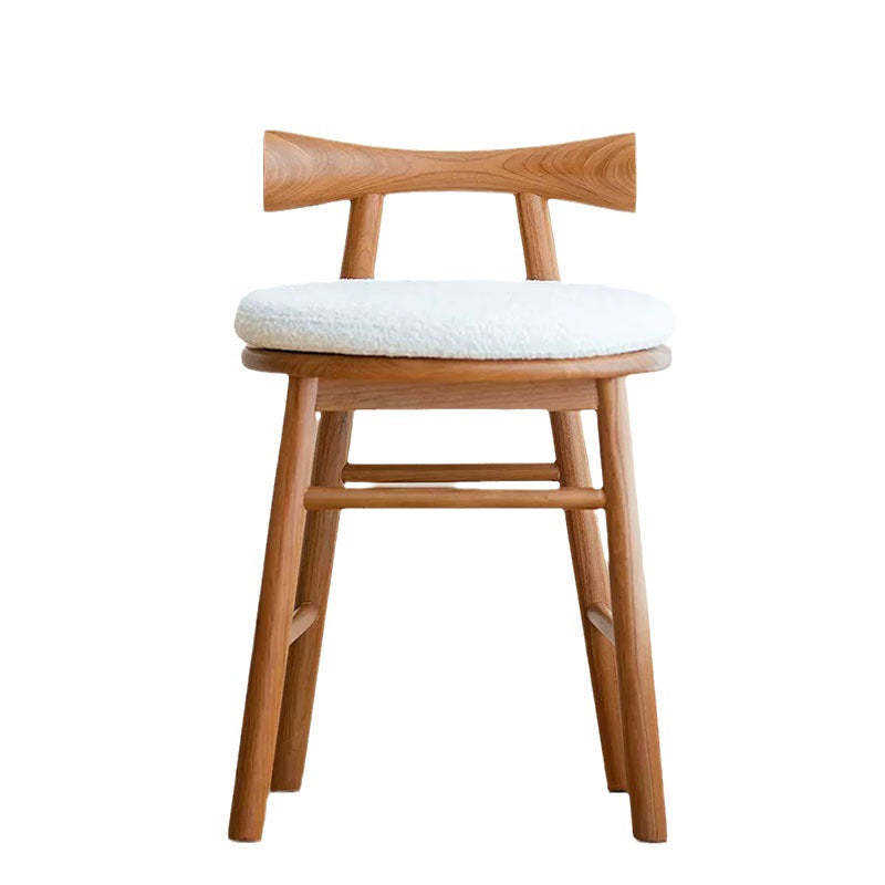 Scandinavian Wood Lambswool Vanity Stool