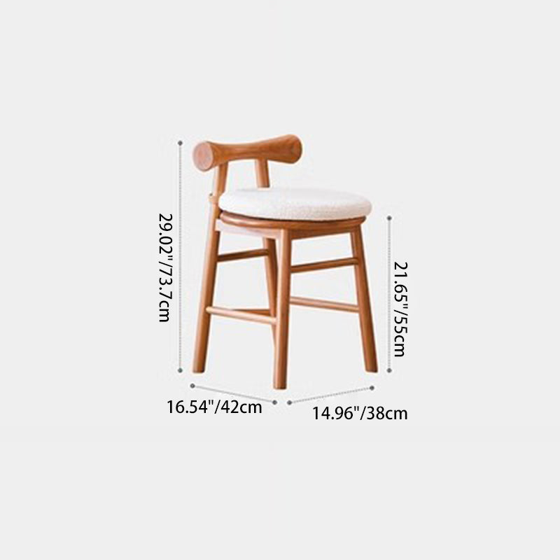 Scandinavian Wood Lambswool Vanity Stool