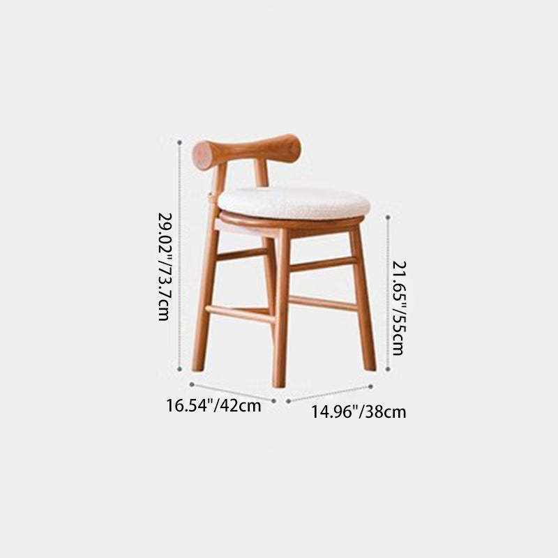 Scandinavian Wood Lambswool Vanity Stool