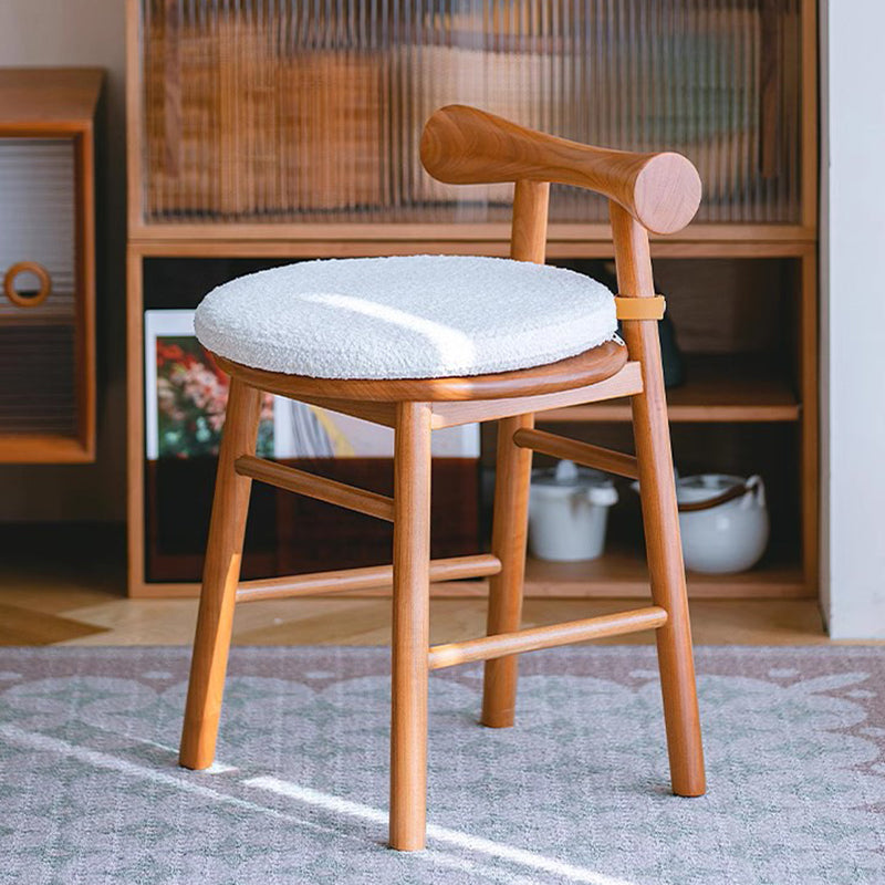 Scandinavian Wood Lambswool Vanity Stool