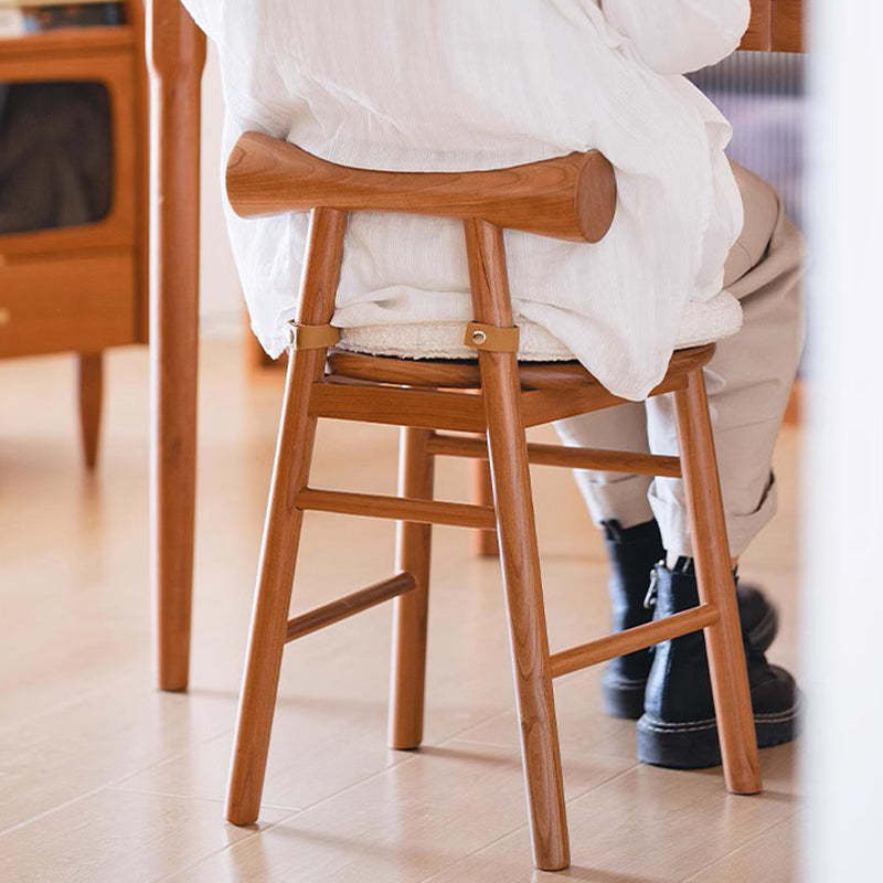 Scandinavian Wood Lambswool Vanity Stool