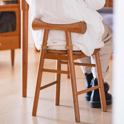 Scandinavian Wood Lambswool Vanity Stool
