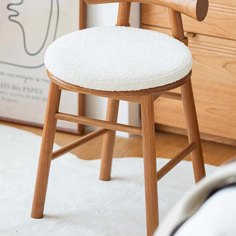 Scandinavian Wood Lambswool Vanity Stool
