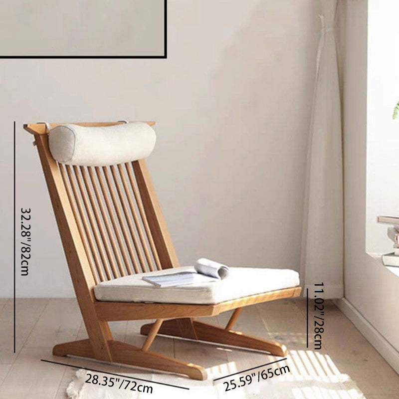 Japanese Wood Linen Accent Chair