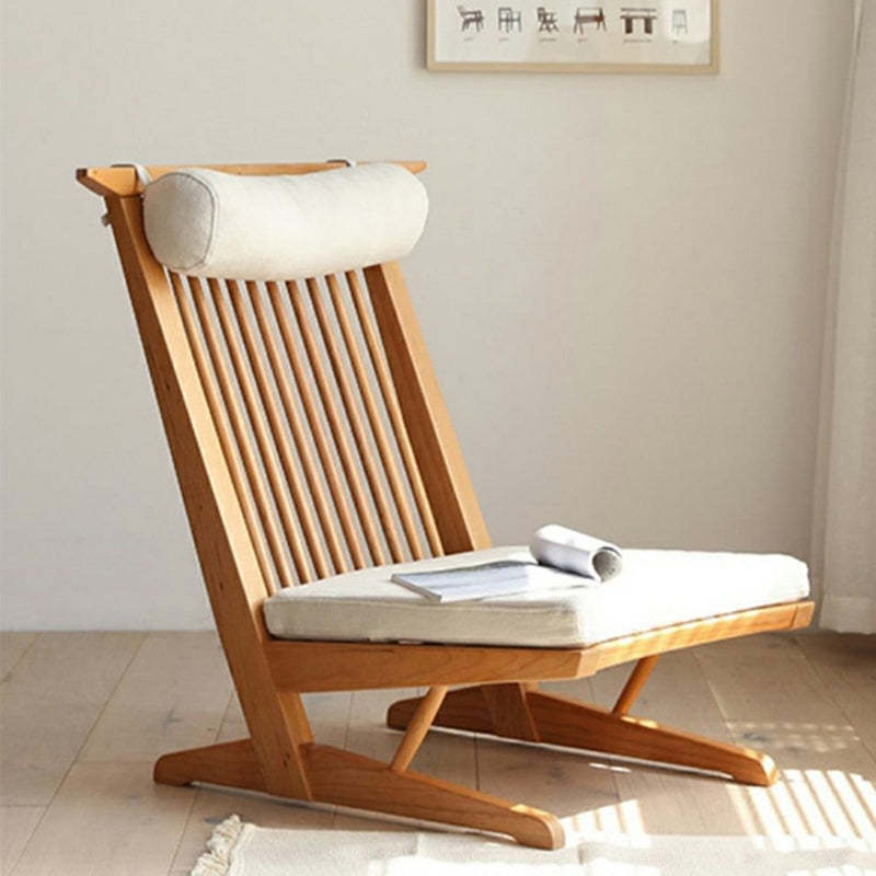 Japanese Wood Linen Accent Chair — Original Wood Color