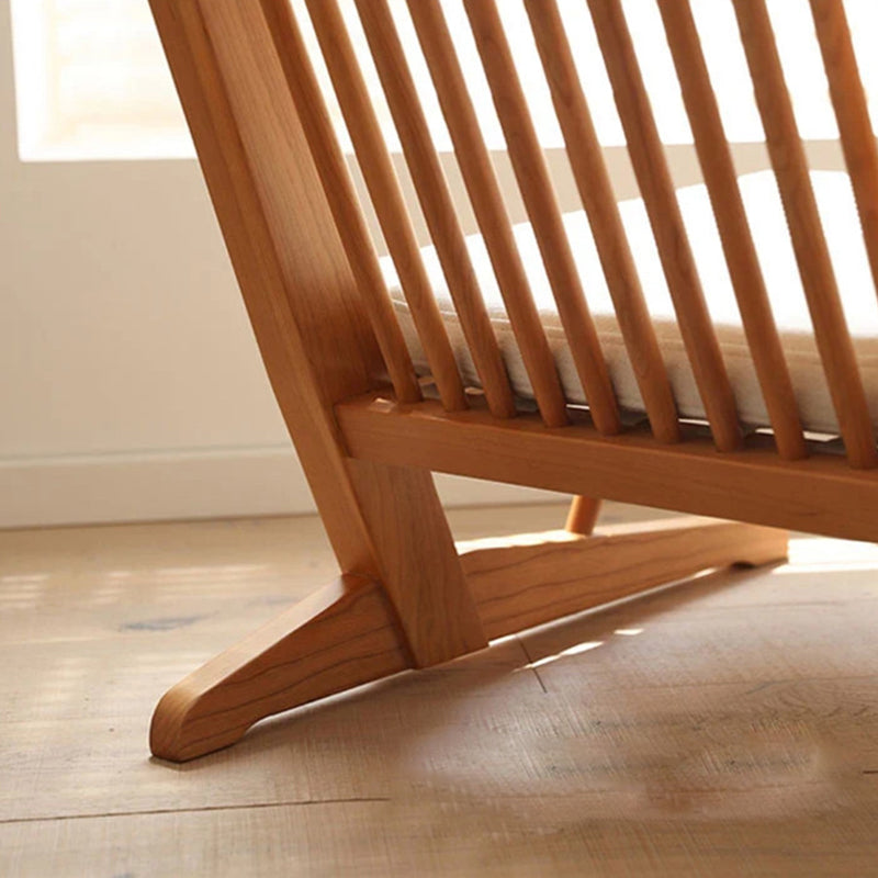Japanese Wood Linen Accent Chair
