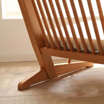 Japanese Wood Linen Accent Chair