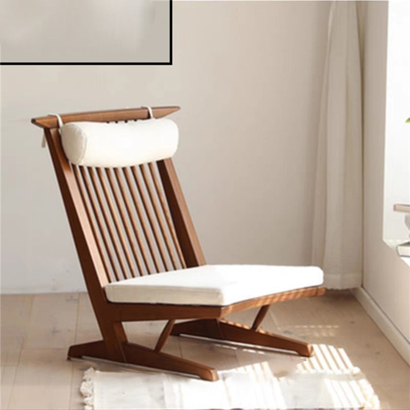 Japanese Wood Linen Accent Chair