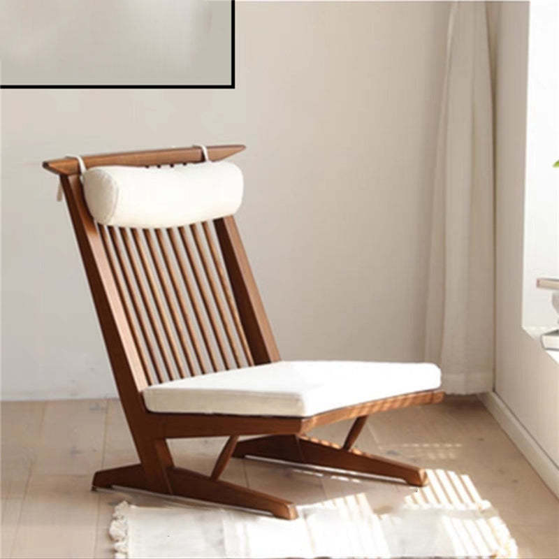 Japanese Wood Linen Accent Chair