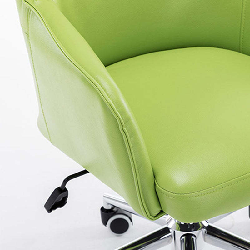 Modern Luxury Leather Aluminum Desk Chair — Green