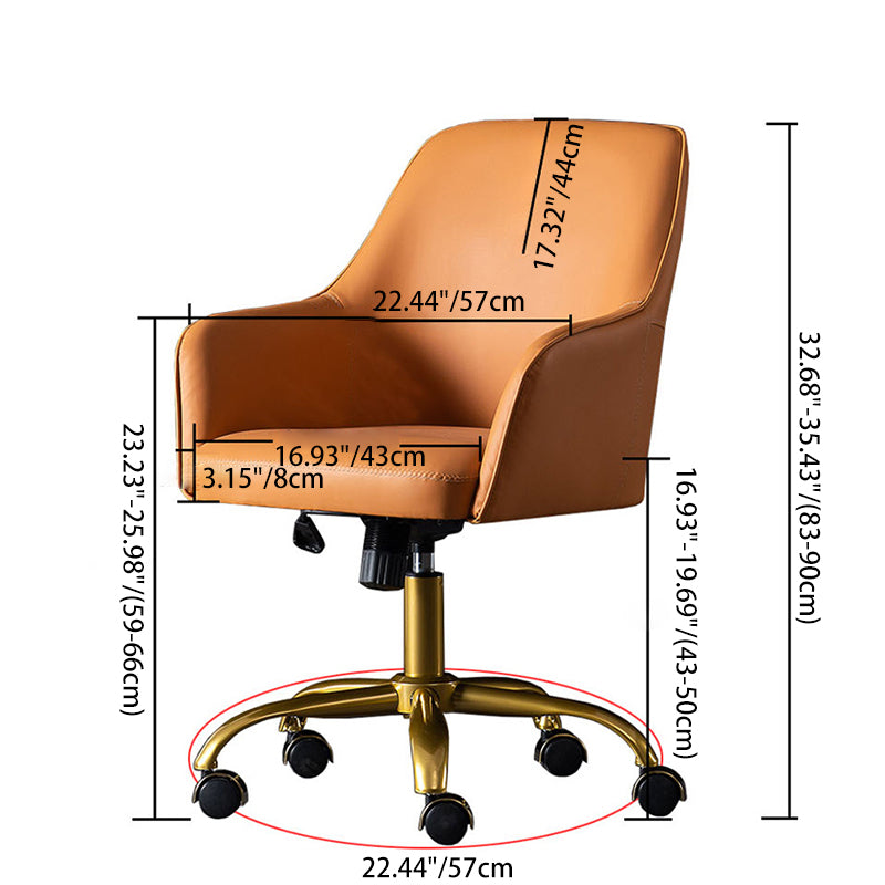 Modern Luxury Leather Aluminum Desk Chair — Brown