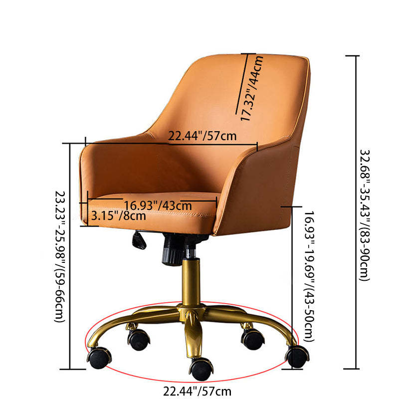 Modern Luxury Leather Aluminum Desk Chair — Brown
