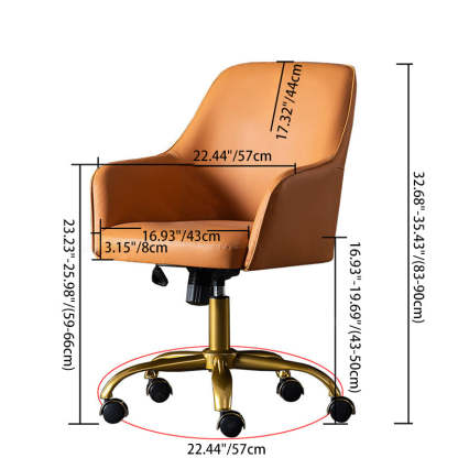 Modern Luxury Leather Aluminum Desk Chair — Brown