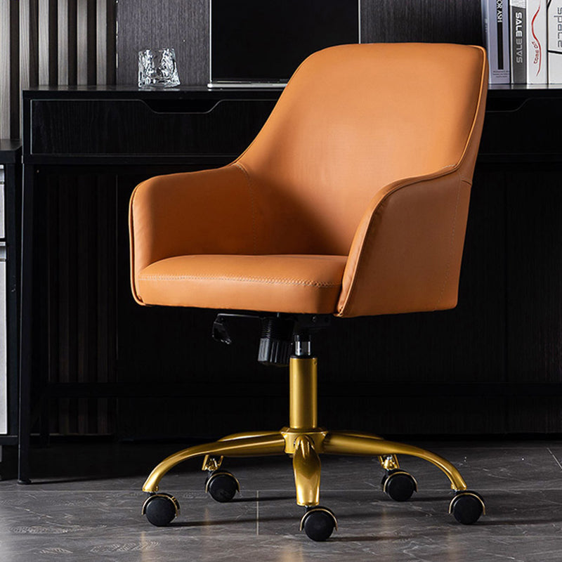 Modern Luxury Leather Aluminum Desk Chair — White