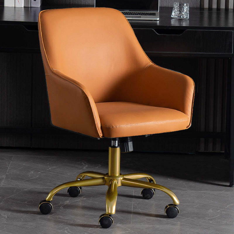Modern Luxury Leather Aluminum Desk Chair — Khaki