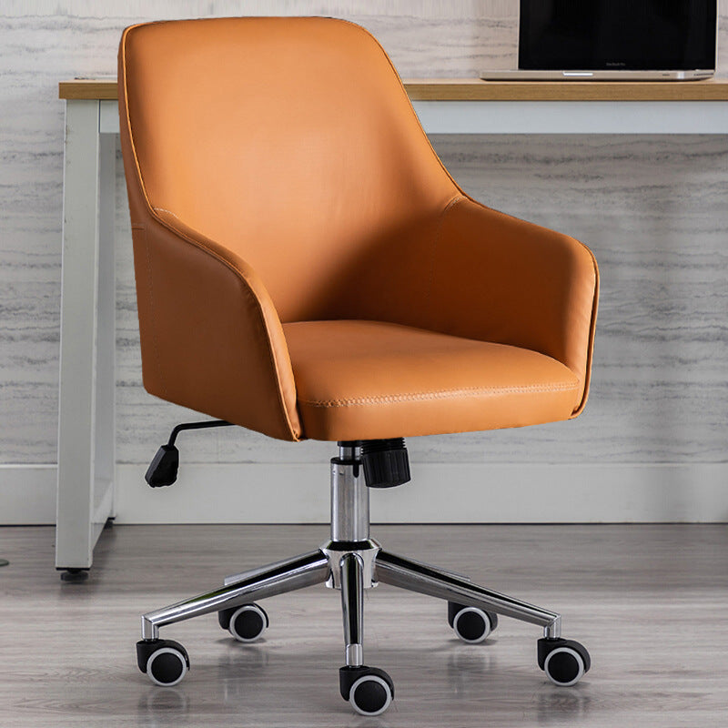 Modern Luxury Leather Aluminum Desk Chair — Gray