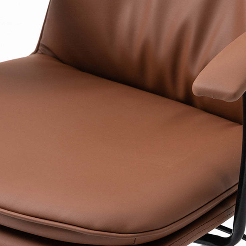 Scandinavian Leather Metal Desk Chair — Light Gray