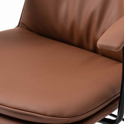 Scandinavian Leather Metal Desk Chair — Light Gray